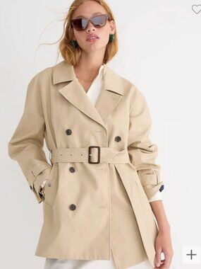J. Crew Short Trench Coat BJ979 Size Large NWT